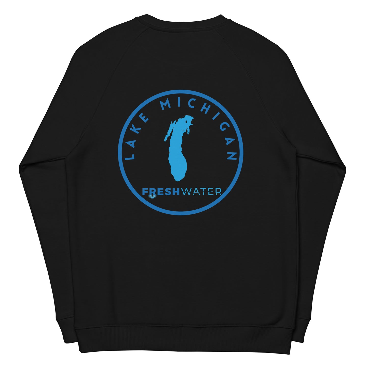 Lake Michigan Freshwater LO Unisex organic raglan sweatshirt