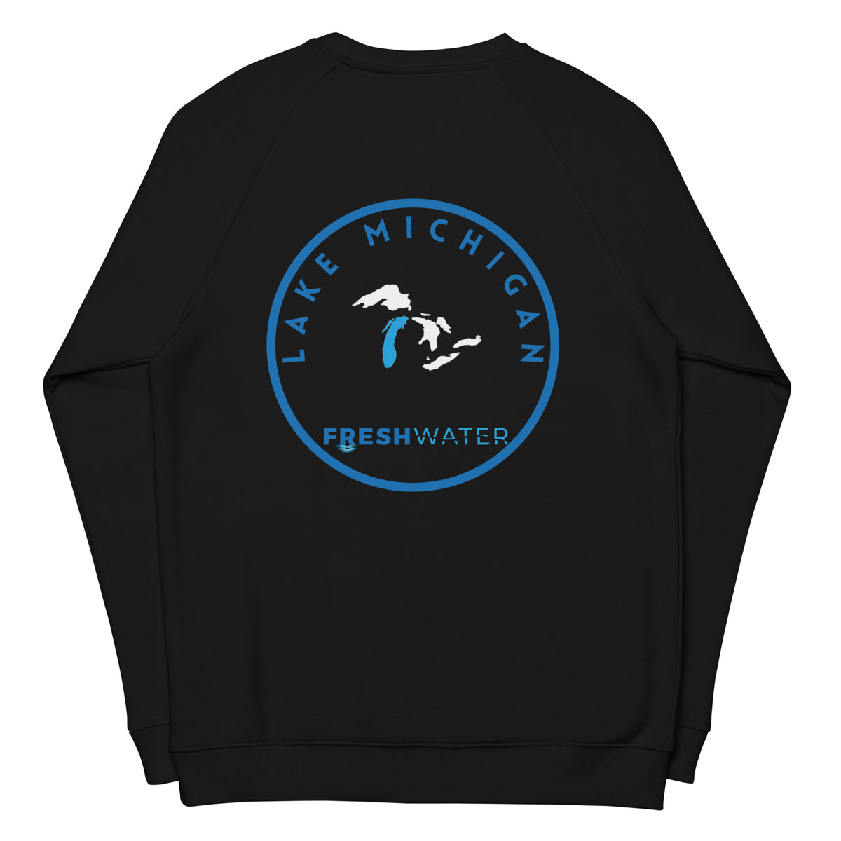 Lake Michigan Freshwater GL Unisex organic raglan sweatshirt