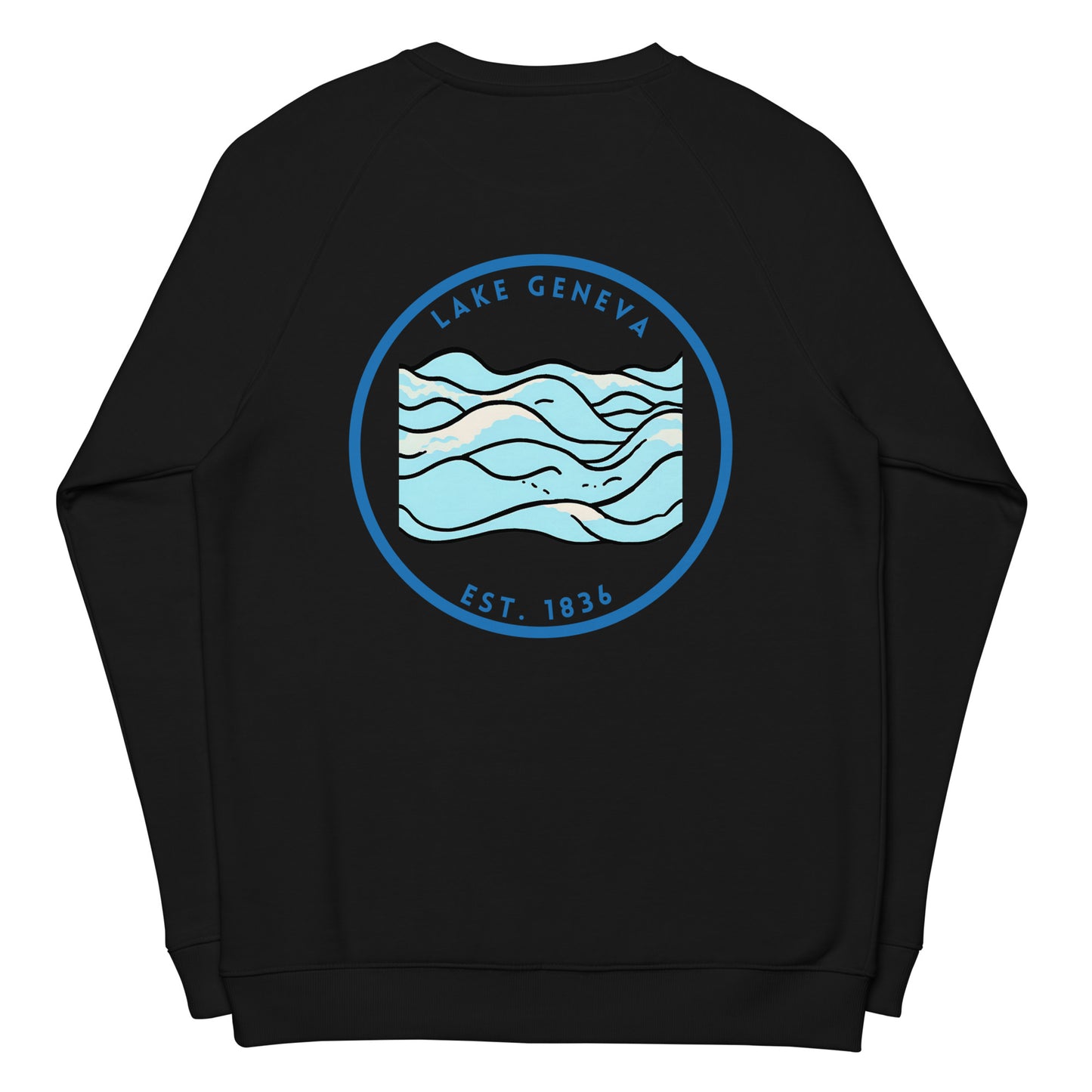 Lake Geneva Wisconsin Freshwater Waves Unisex organic raglan sweatshirt