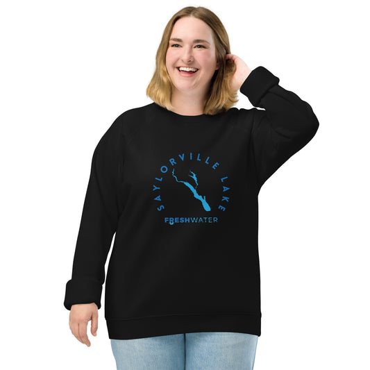 Saylorville Lake Freshwater Blue Unisex organic raglan sweatshirt