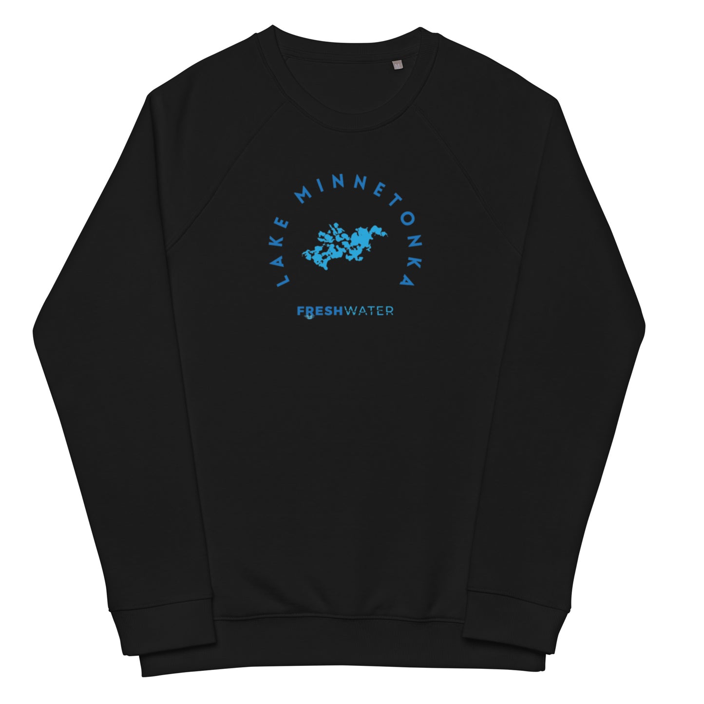 Lake Minnetonka Freshwater Blue Unisex organic raglan sweatshirt