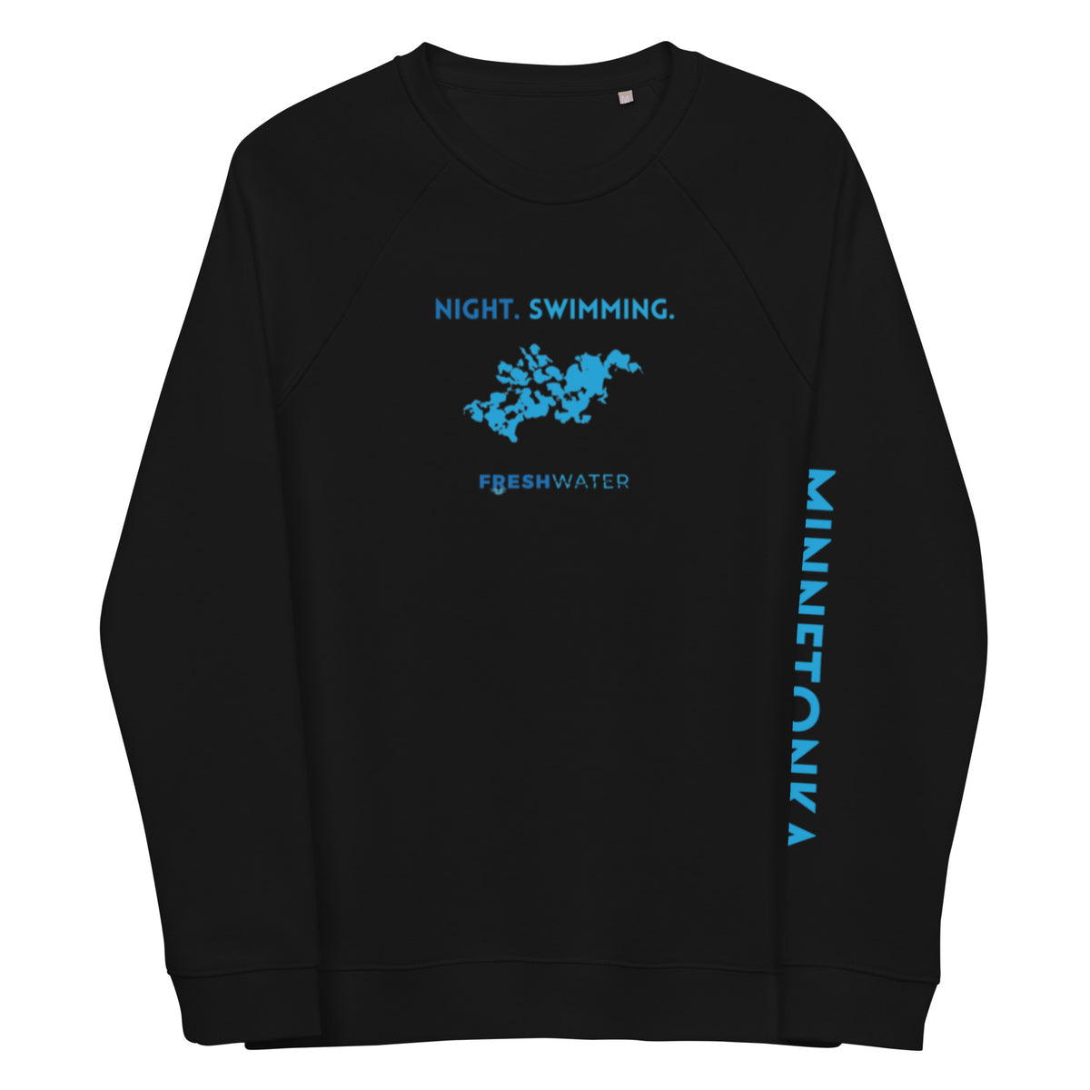 Lake Minnetonka Freshwater NSB Unisex organic raglan sweatshirt