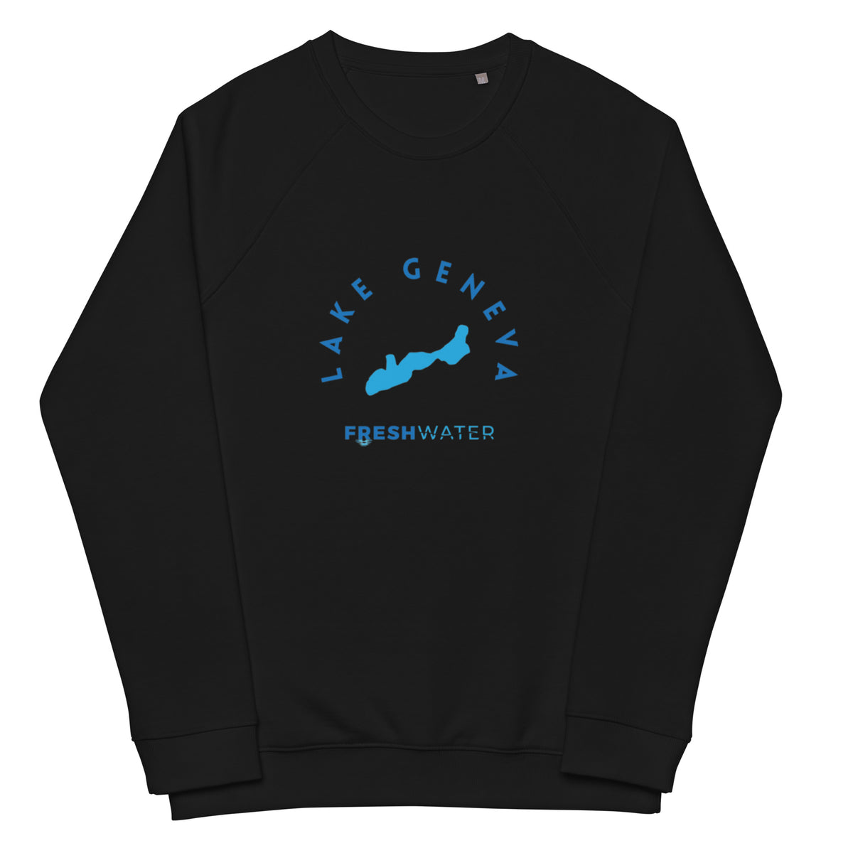 Lake Geneva Freshwater Blue Unisex organic raglan sweatshirt