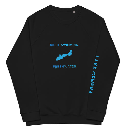 Lake Geneva Freshwater NSB Unisex organic raglan sweatshirt