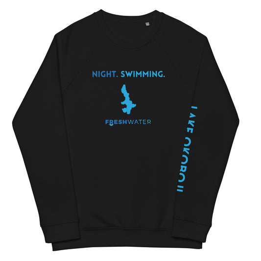Lake Okoboji Freshwater NSB Unisex organic raglan sweatshirt