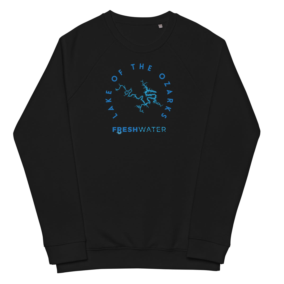 Lake of the Ozarks Freshwater Blue Unisex organic raglan sweatshirt
