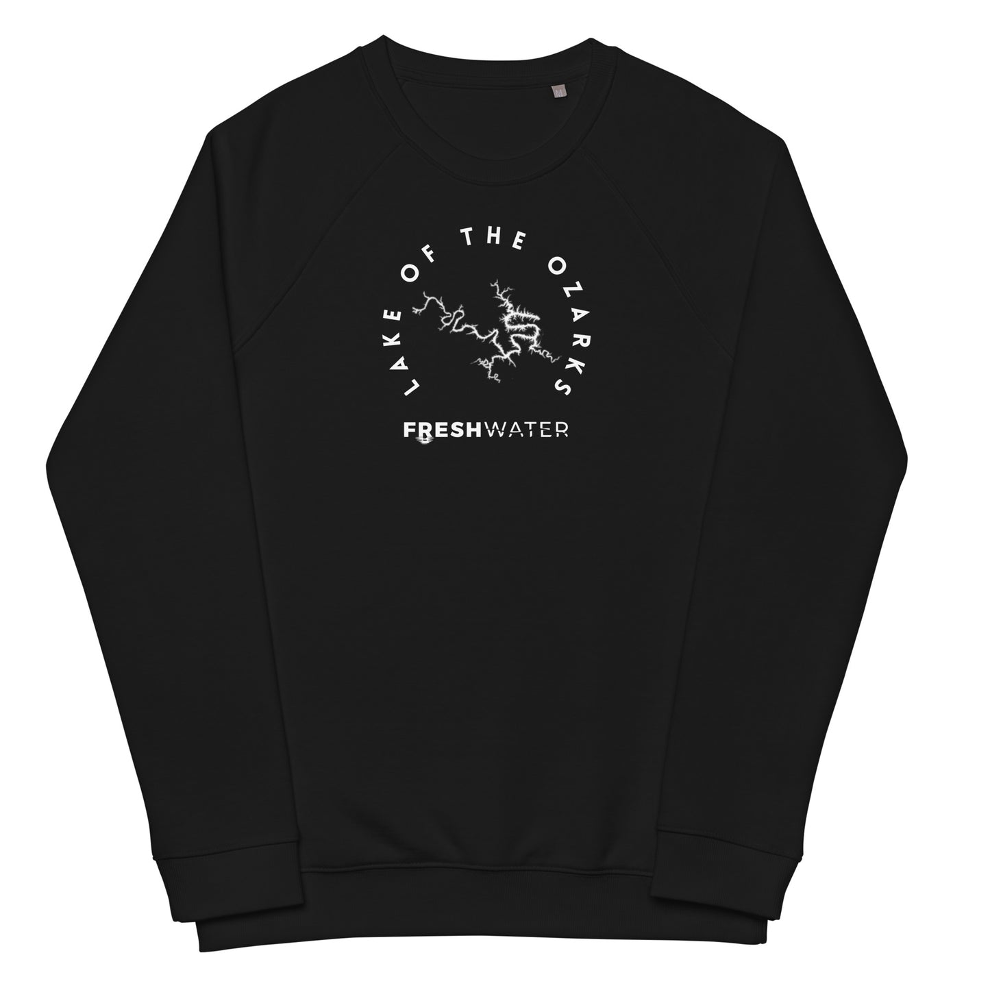 Lake of the Ozarks Freshwater BW Unisex organic raglan sweatshirt
