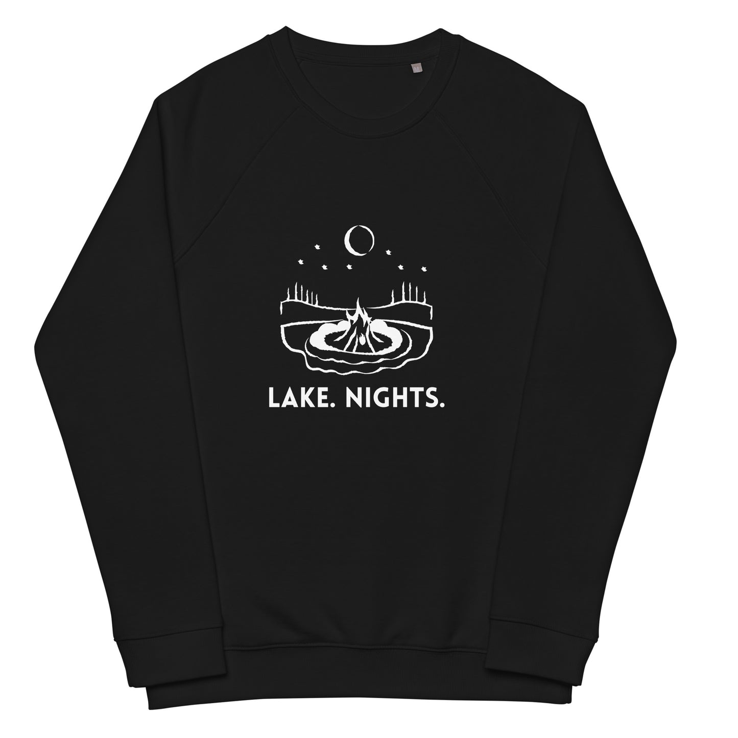 Lake. Nights. Freshwater BW Unisex organic raglan sweatshirt