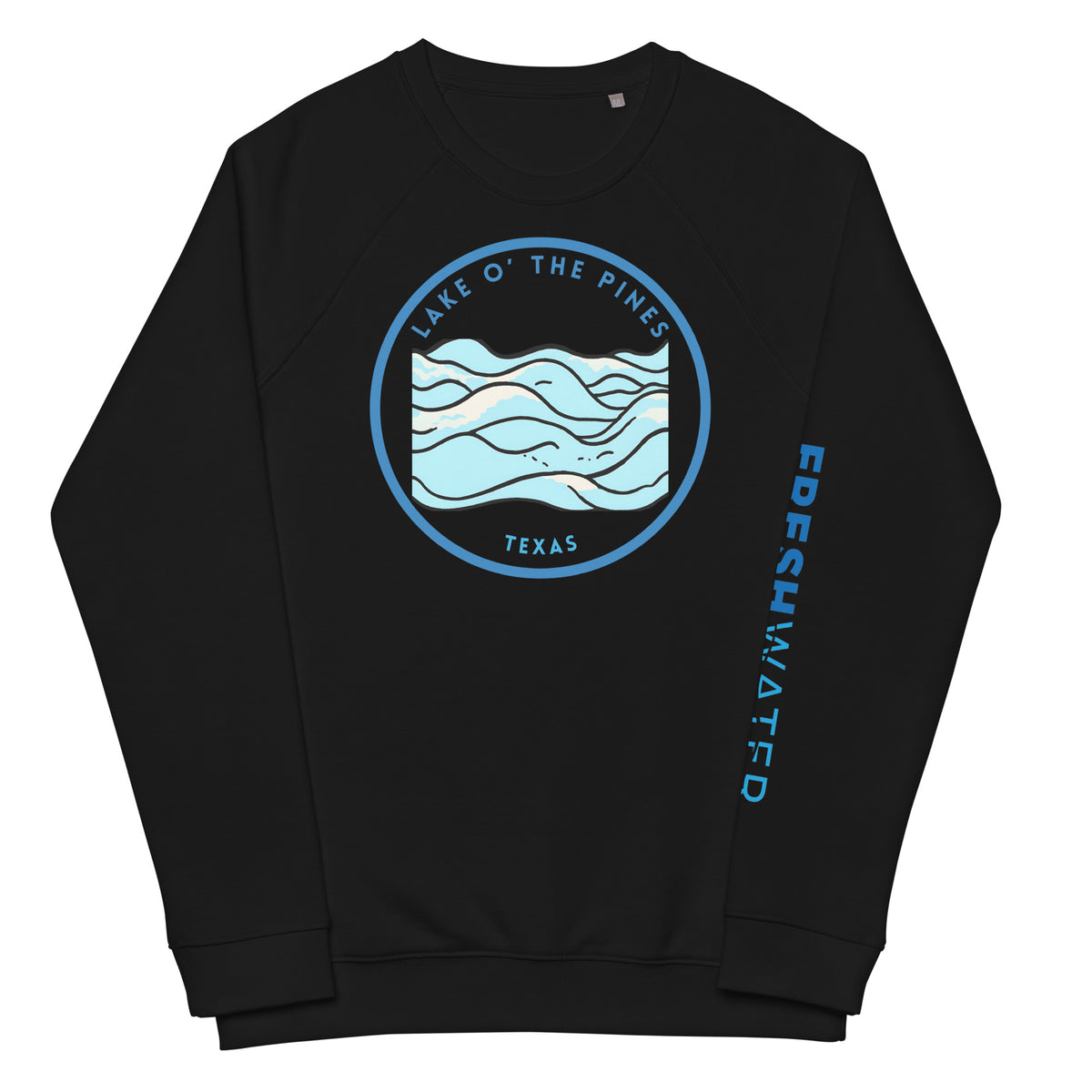 Lake O' the Pines Texas Freshwater Unisex organic raglan sweatshirt