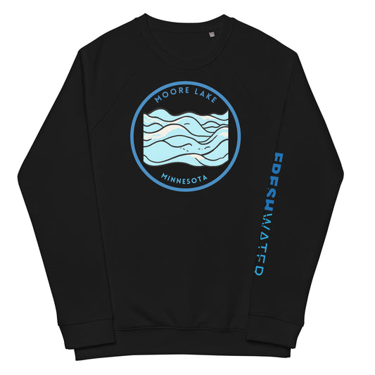 Moore Lake Minnesota Freshwater Waves Unisex organic raglan sweatshirt