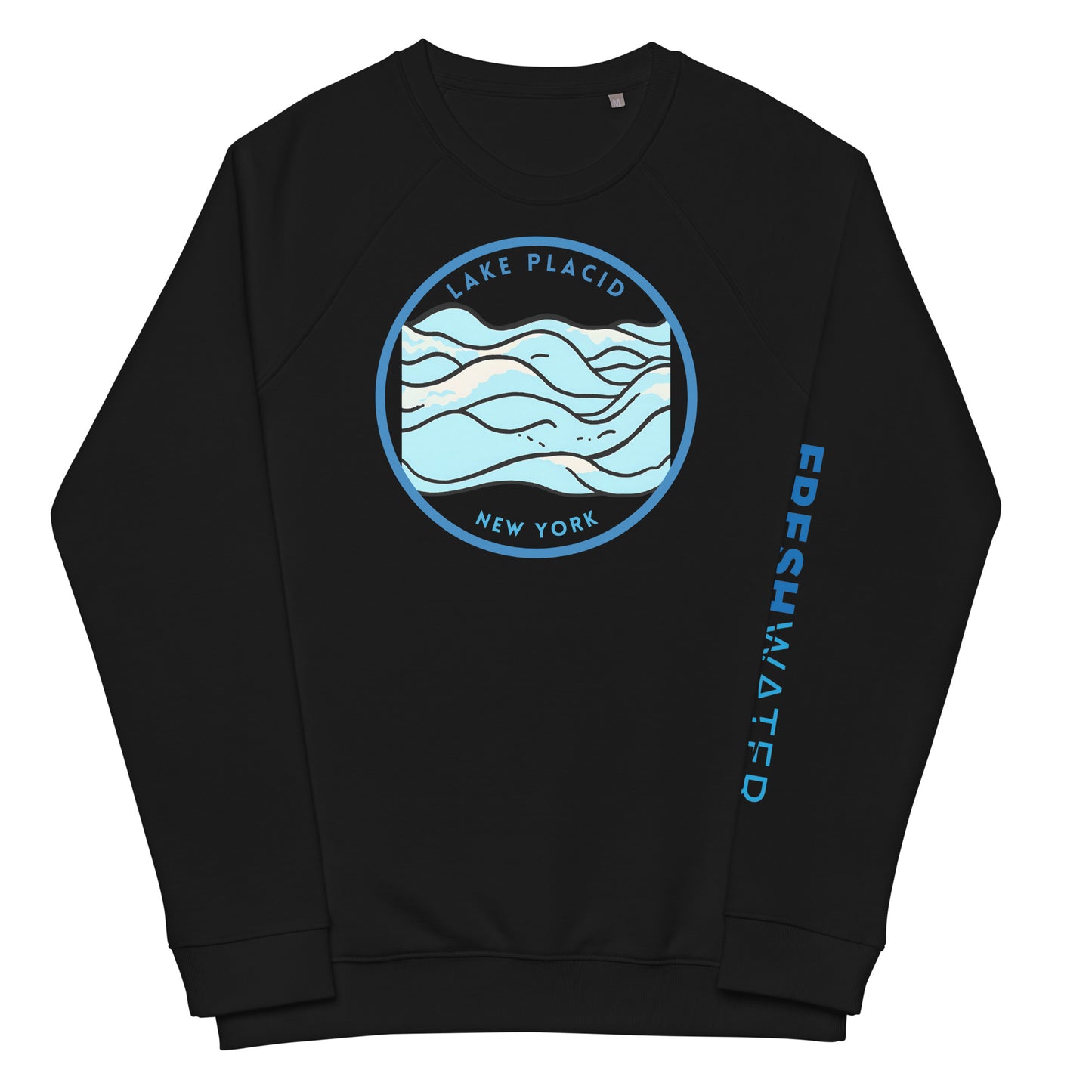 Lake Placid New York Freshwater Waves Unisex organic raglan sweatshirt