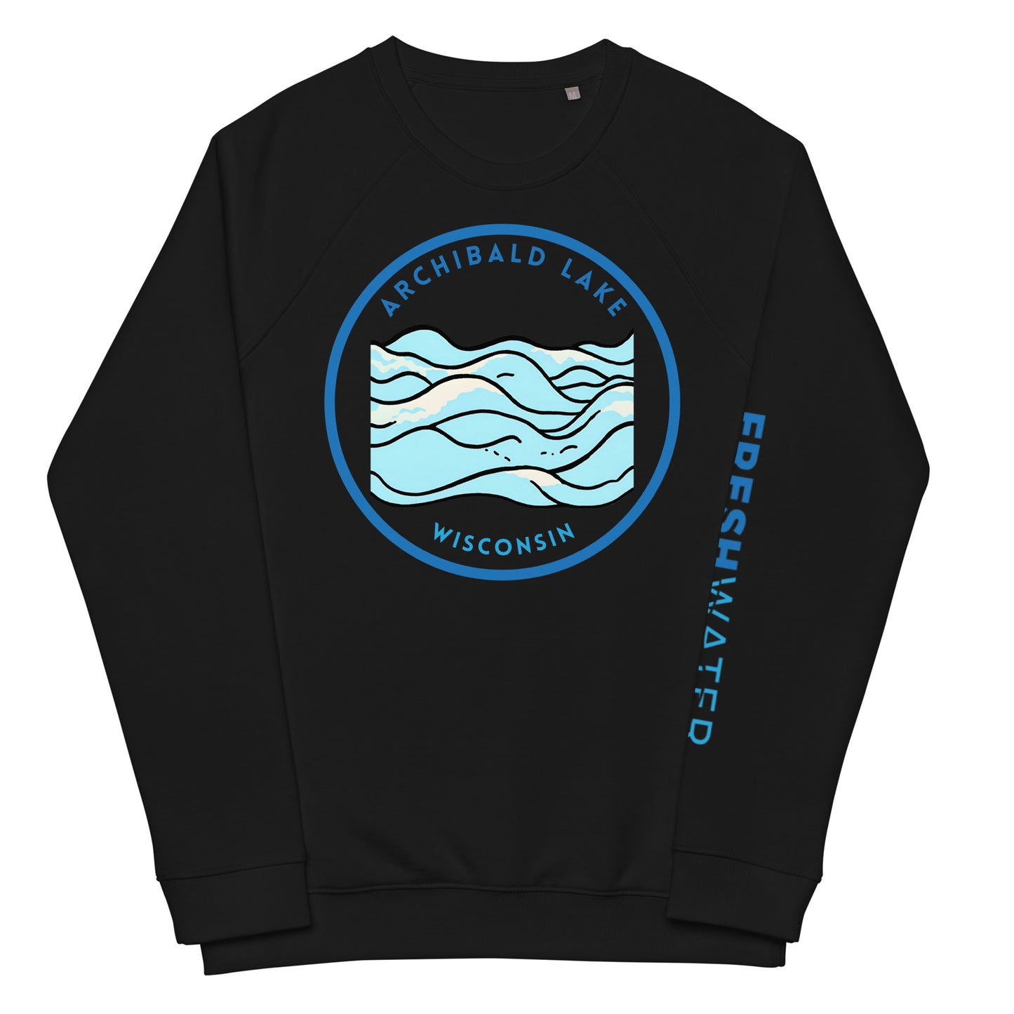 Archibald Lake Wisconsin Freshwater Waves Unisex organic raglan sweatshirt