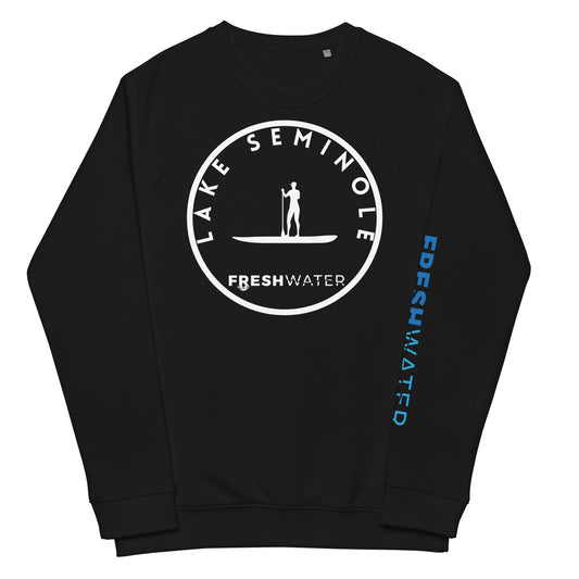 Lake Seminole Florida Georgia Alabama Freshwater Paddle BW Unisex organic raglan sweatshirt