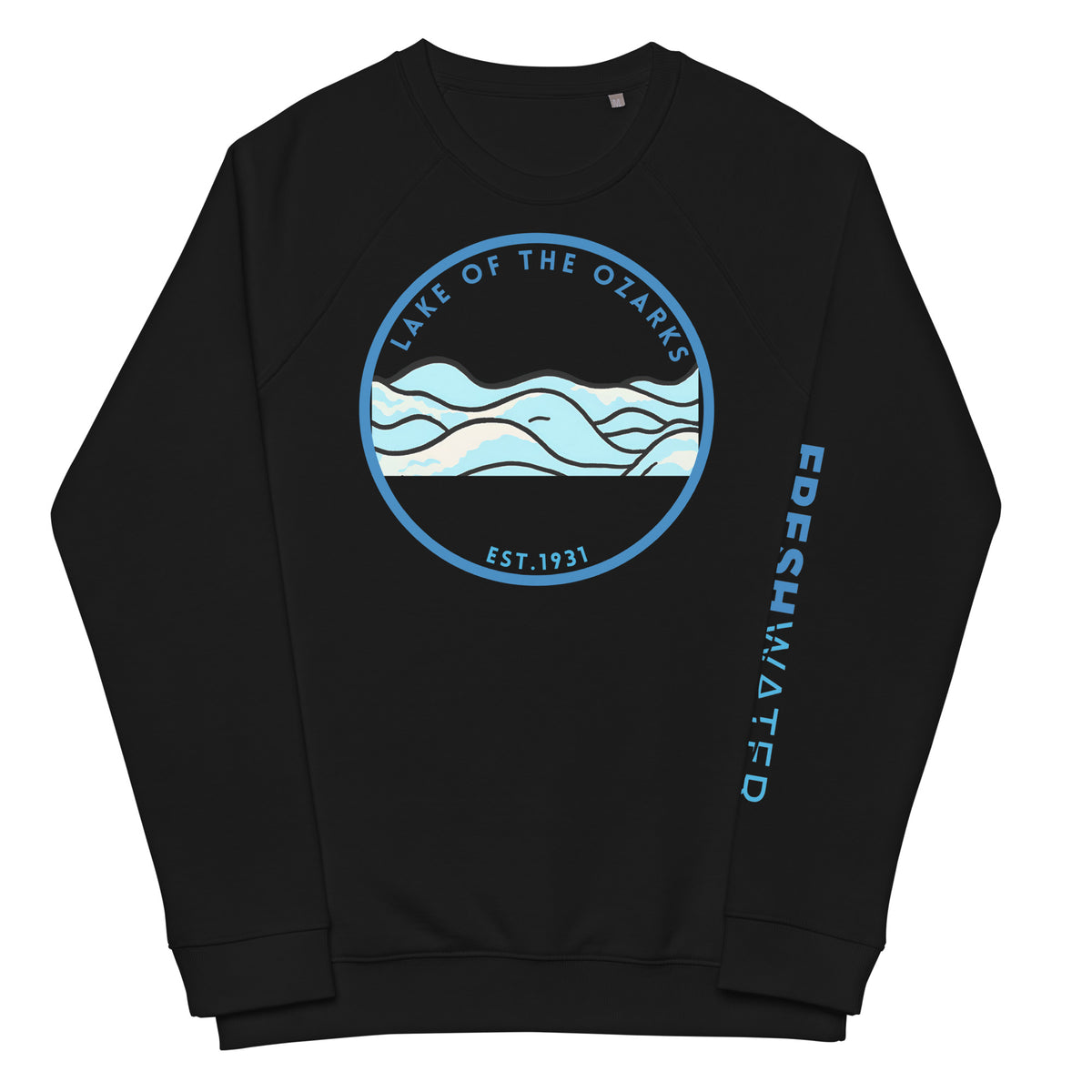 Lake of the Ozarks Missouri Freshwater Waves Unisex organic raglan sweatshirt