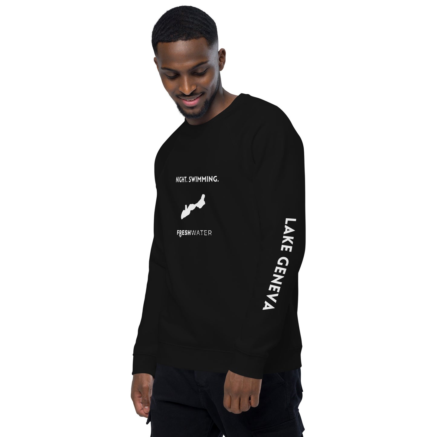 Lake Geneva Freshwater NSW Unisex organic raglan sweatshirt