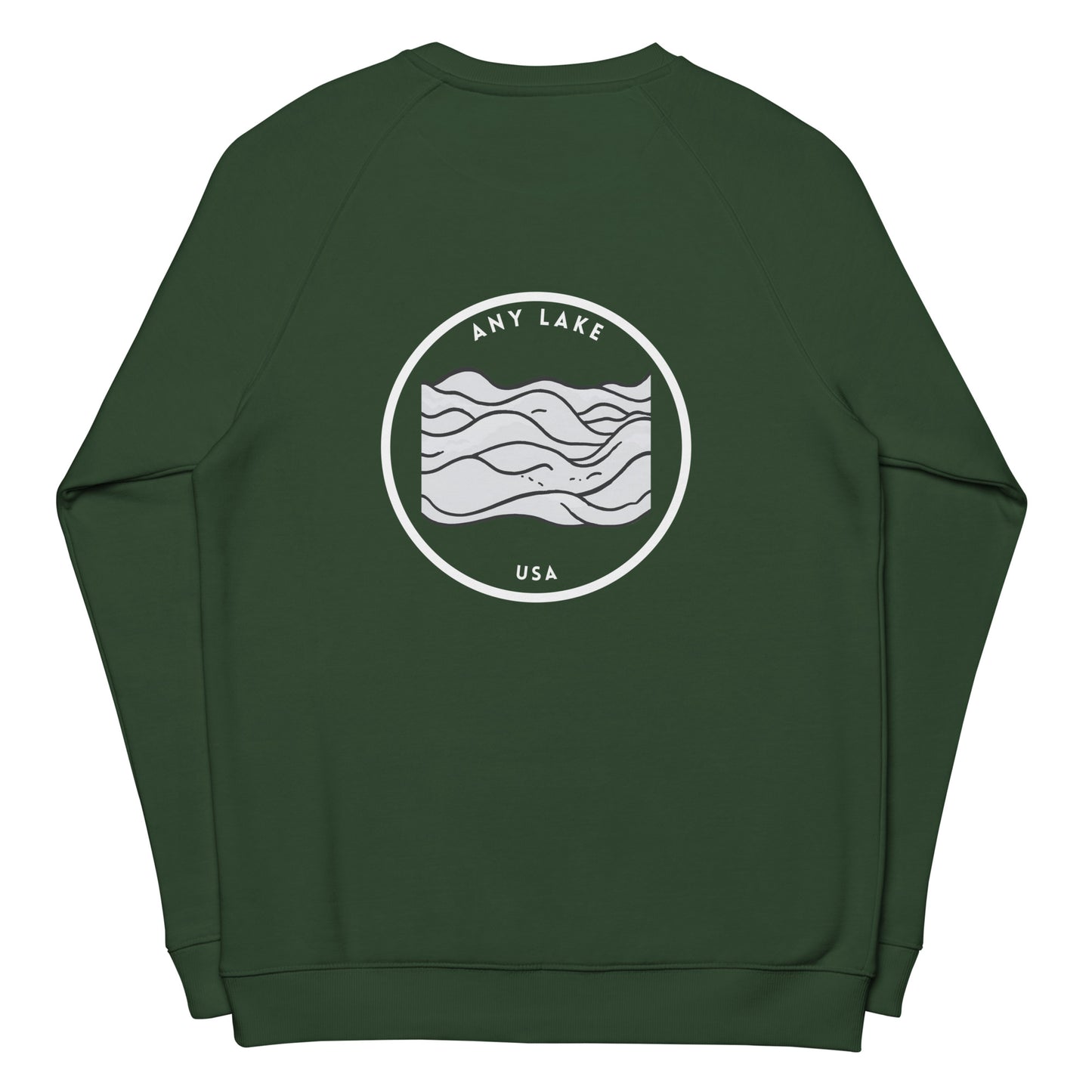 Custom Freshwater Waves BW Unisex organic raglan sweatshirt