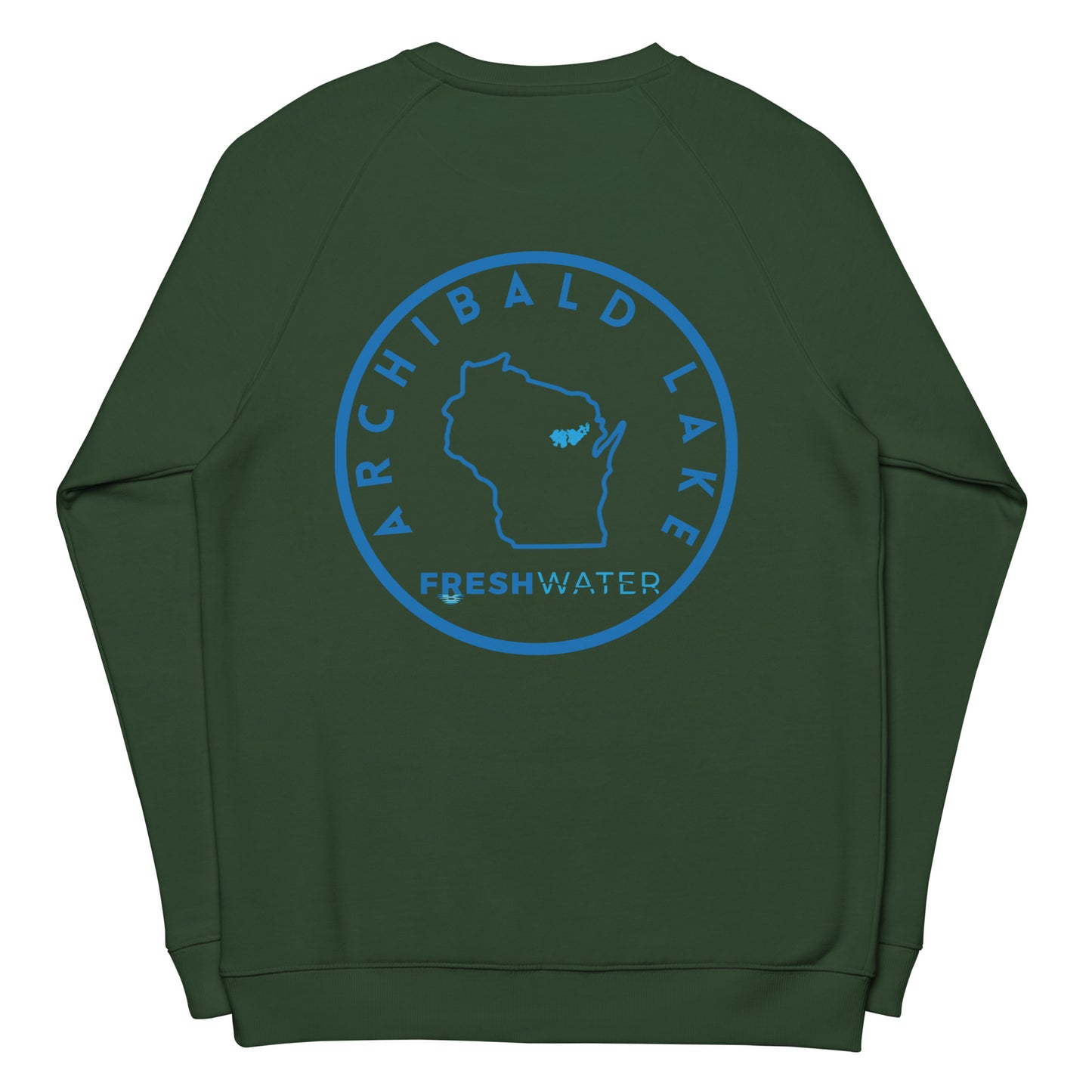 Archibald Lake Wisconsin Freshwater SO FB Unisex organic raglan sweatshirt