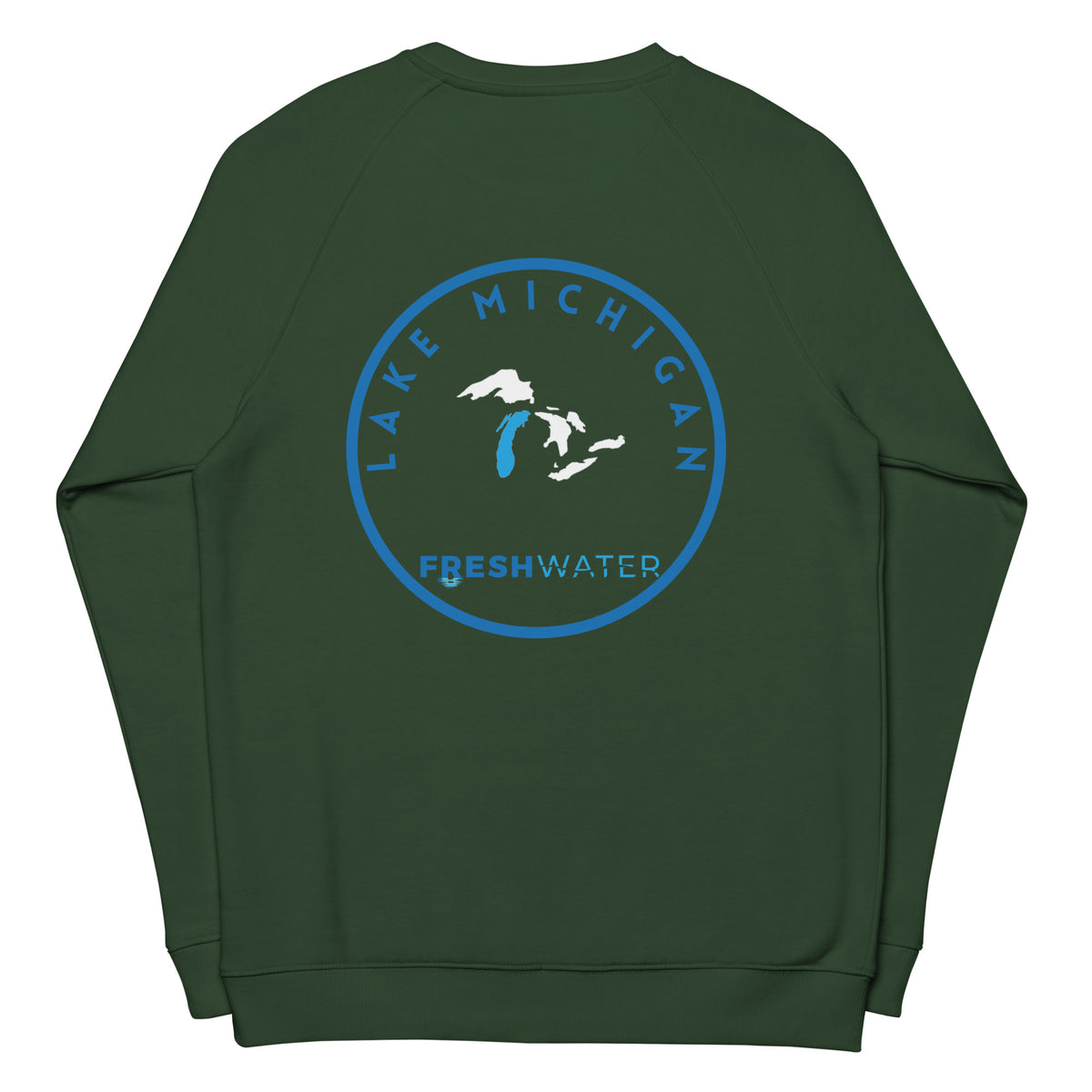 Lake Michigan Freshwater GL Unisex organic raglan sweatshirt