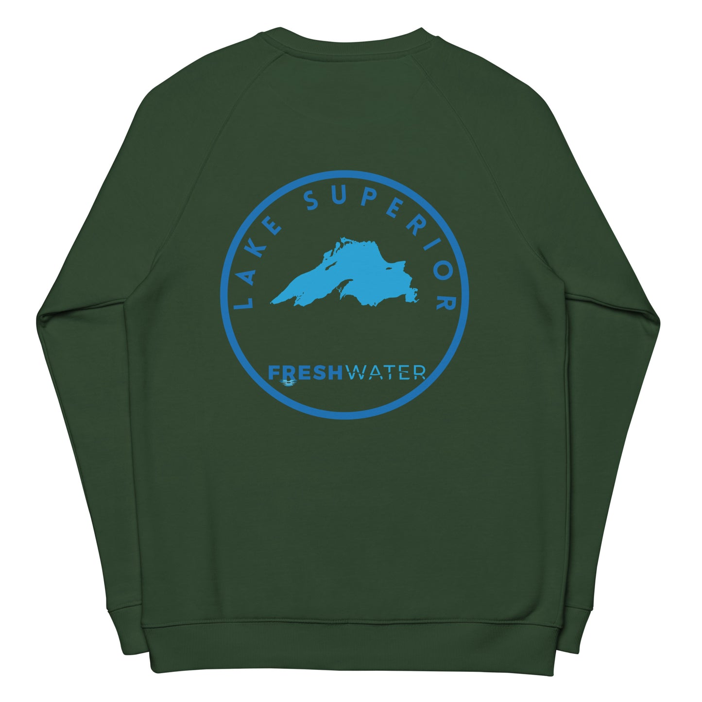 Lake Superior Freshwater LO Unisex organic raglan sweatshirt