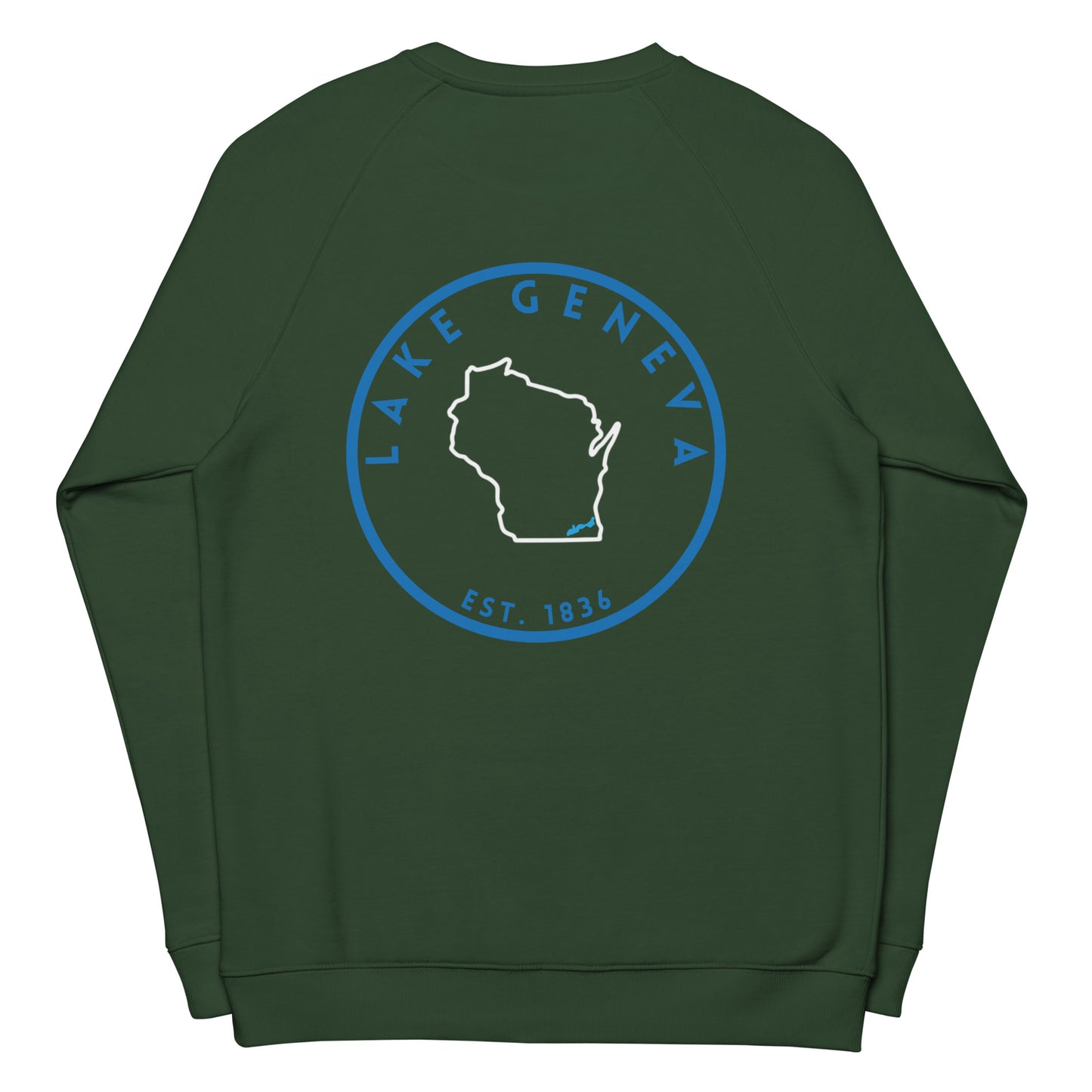 Lake Geneva Wisconsin Freshwater SO Unisex organic raglan sweatshirt