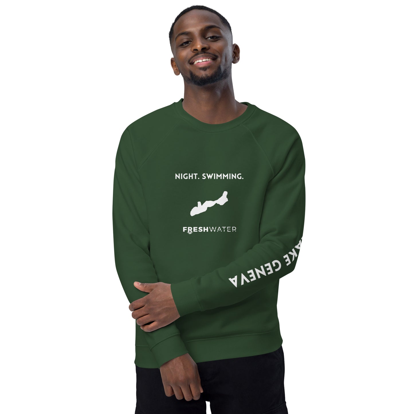 Lake Geneva Freshwater NSW Unisex organic raglan sweatshirt