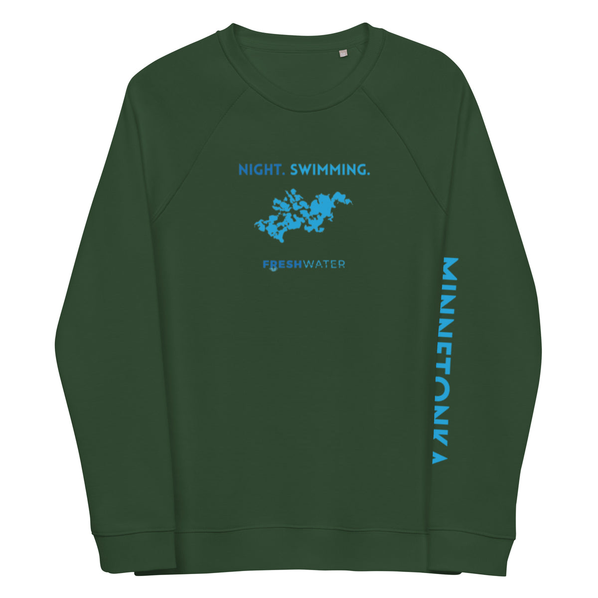 Lake Minnetonka Freshwater NSB Unisex organic raglan sweatshirt