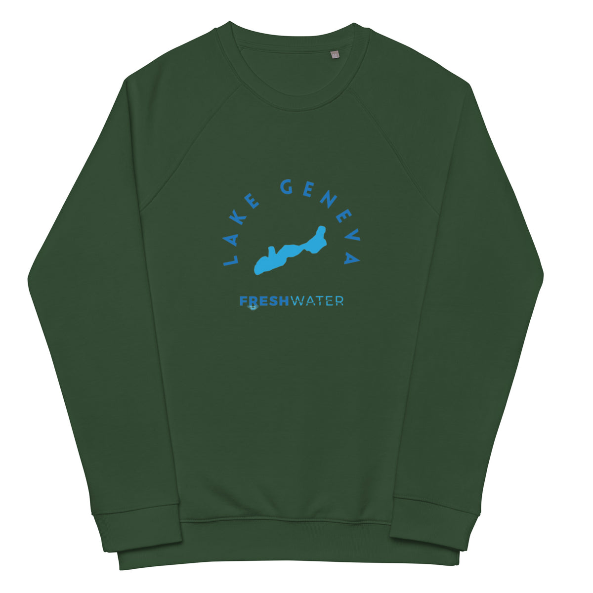 Lake Geneva Freshwater Blue Unisex organic raglan sweatshirt