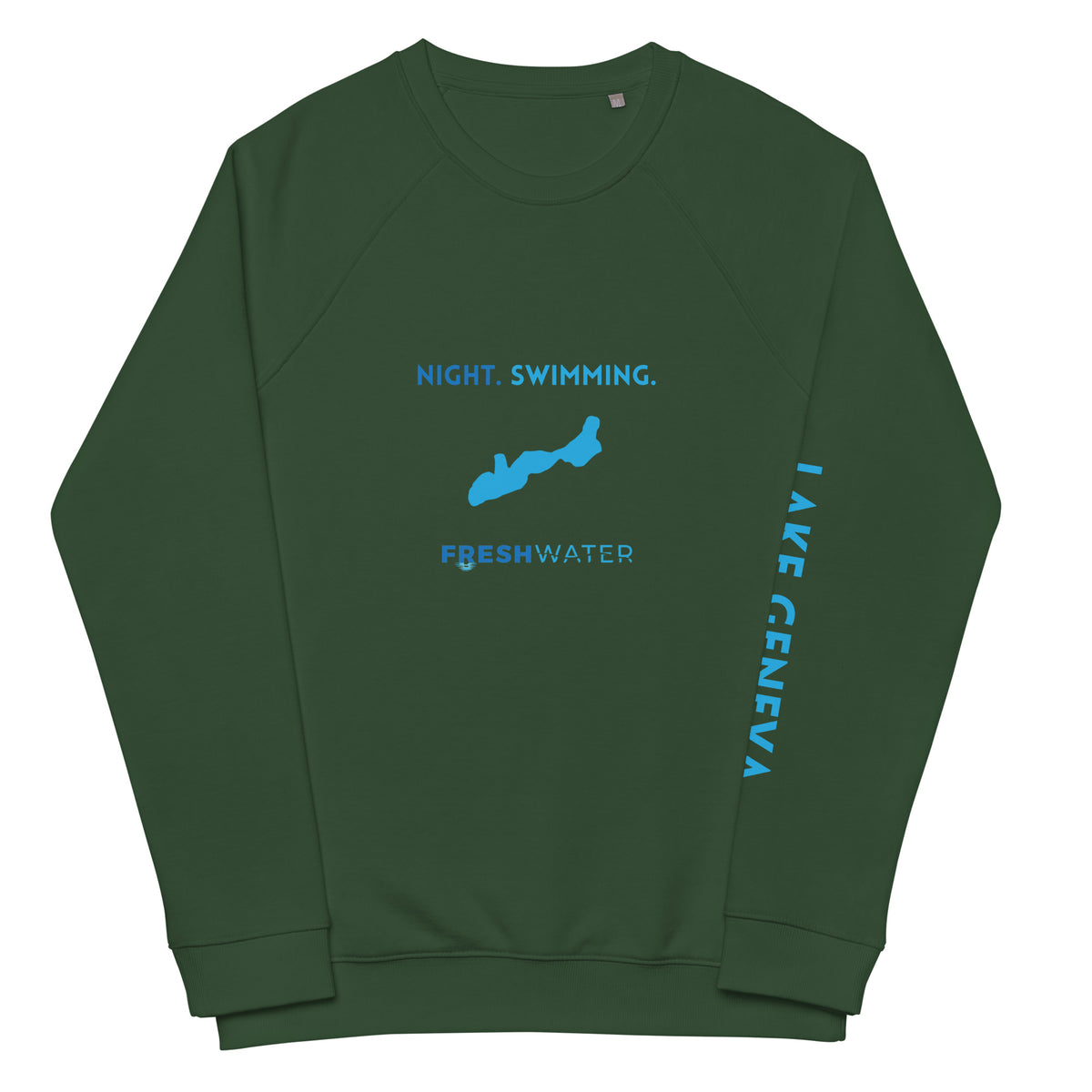 Lake Geneva Freshwater NSB Unisex organic raglan sweatshirt