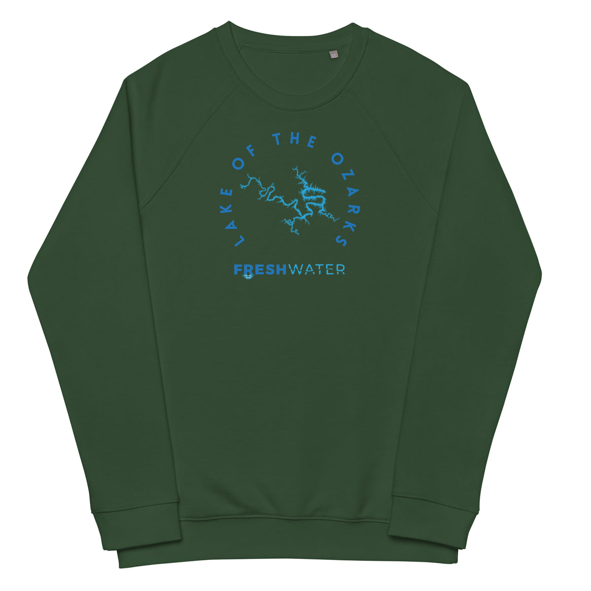 Lake of the Ozarks Freshwater Blue Unisex organic raglan sweatshirt