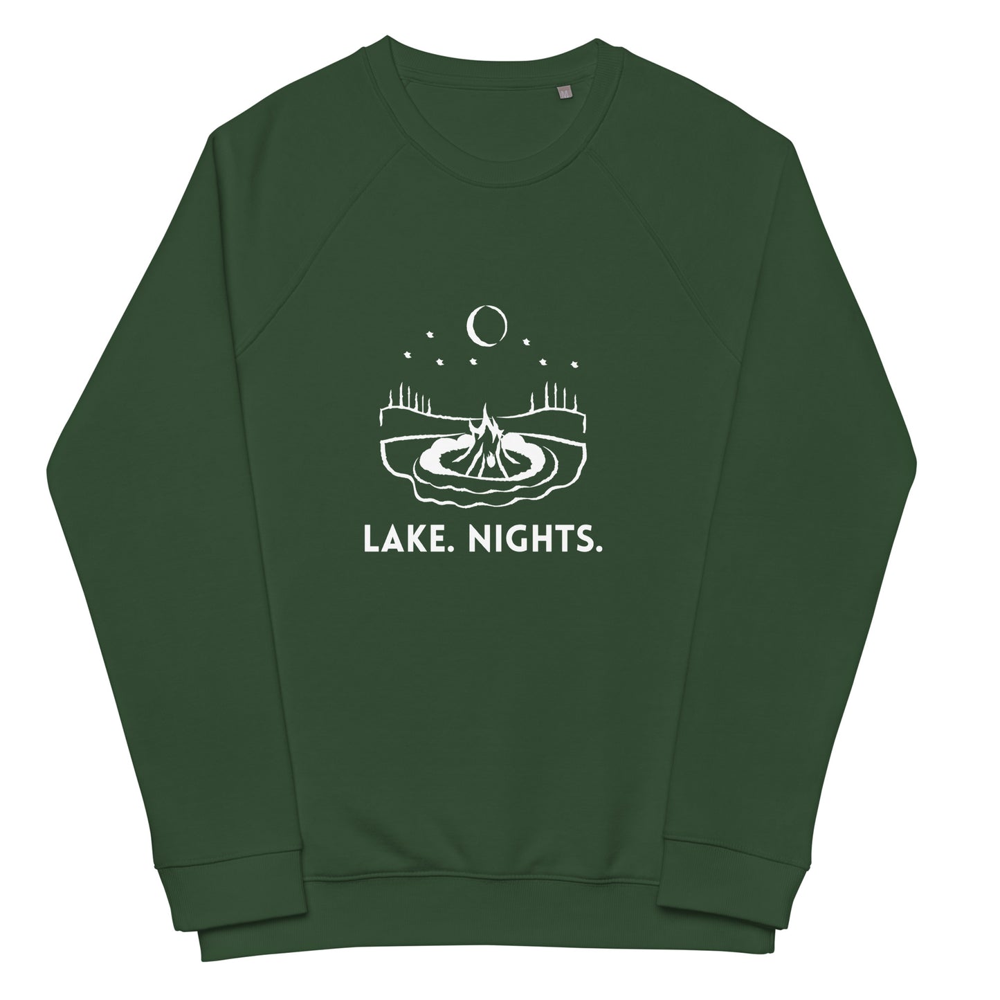 Lake. Nights. Freshwater BW Unisex organic raglan sweatshirt