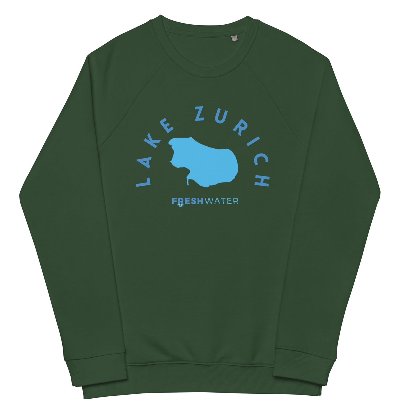 Lake Zurich Freshwater Blue Unisex organic raglan sweatshirt