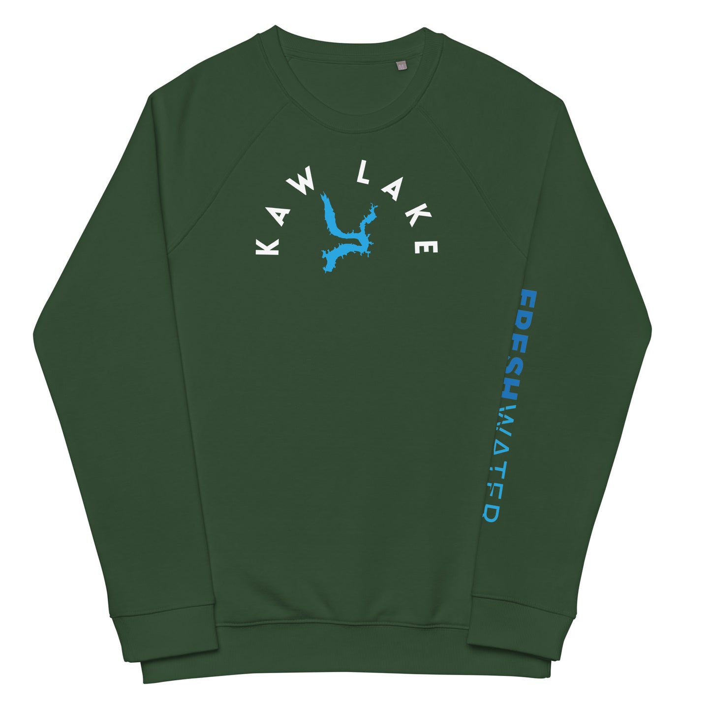 Kaw Lake Oklahoma Freshwater WB Unisex organic raglan sweatshirt