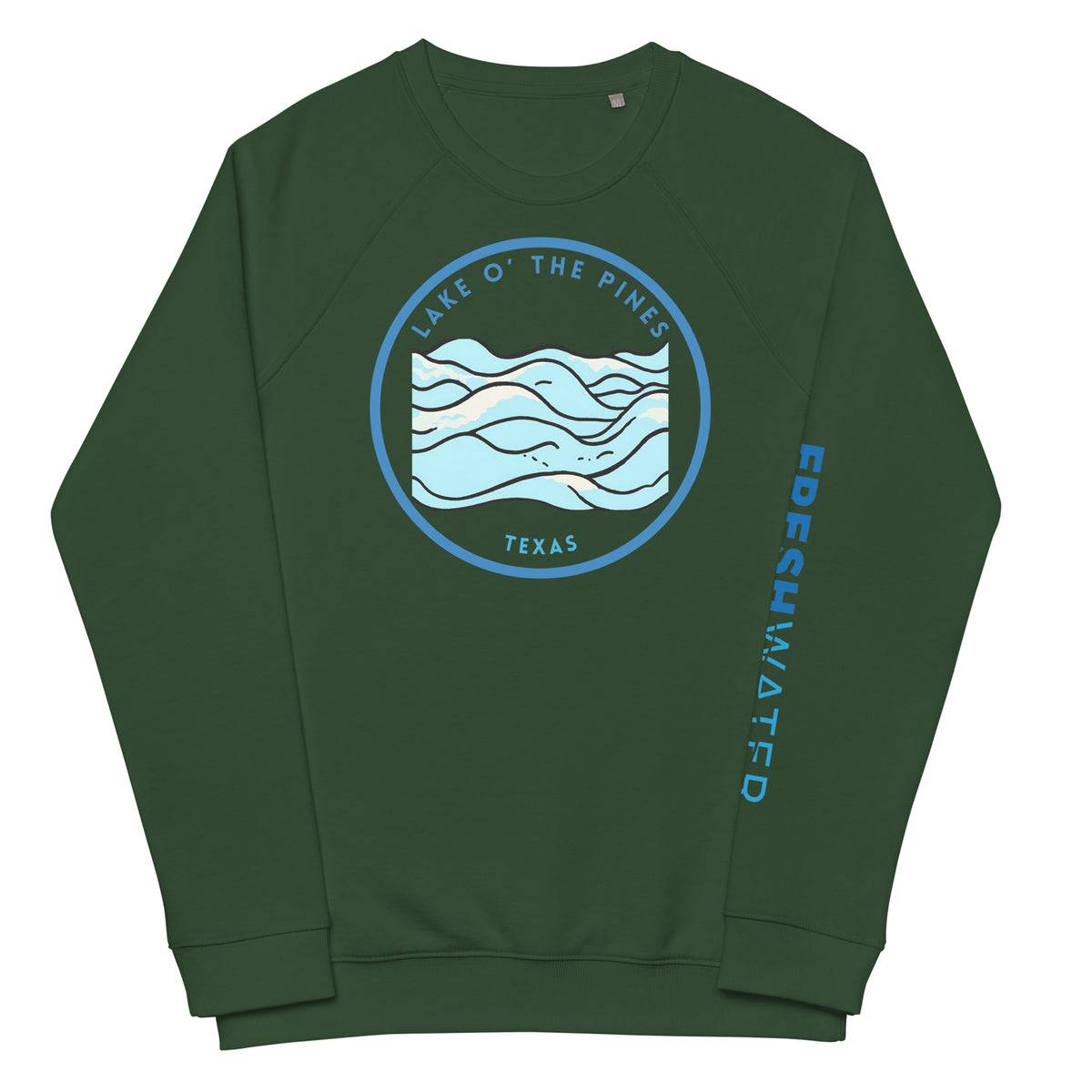 Lake O' the Pines Texas Freshwater Unisex organic raglan sweatshirt