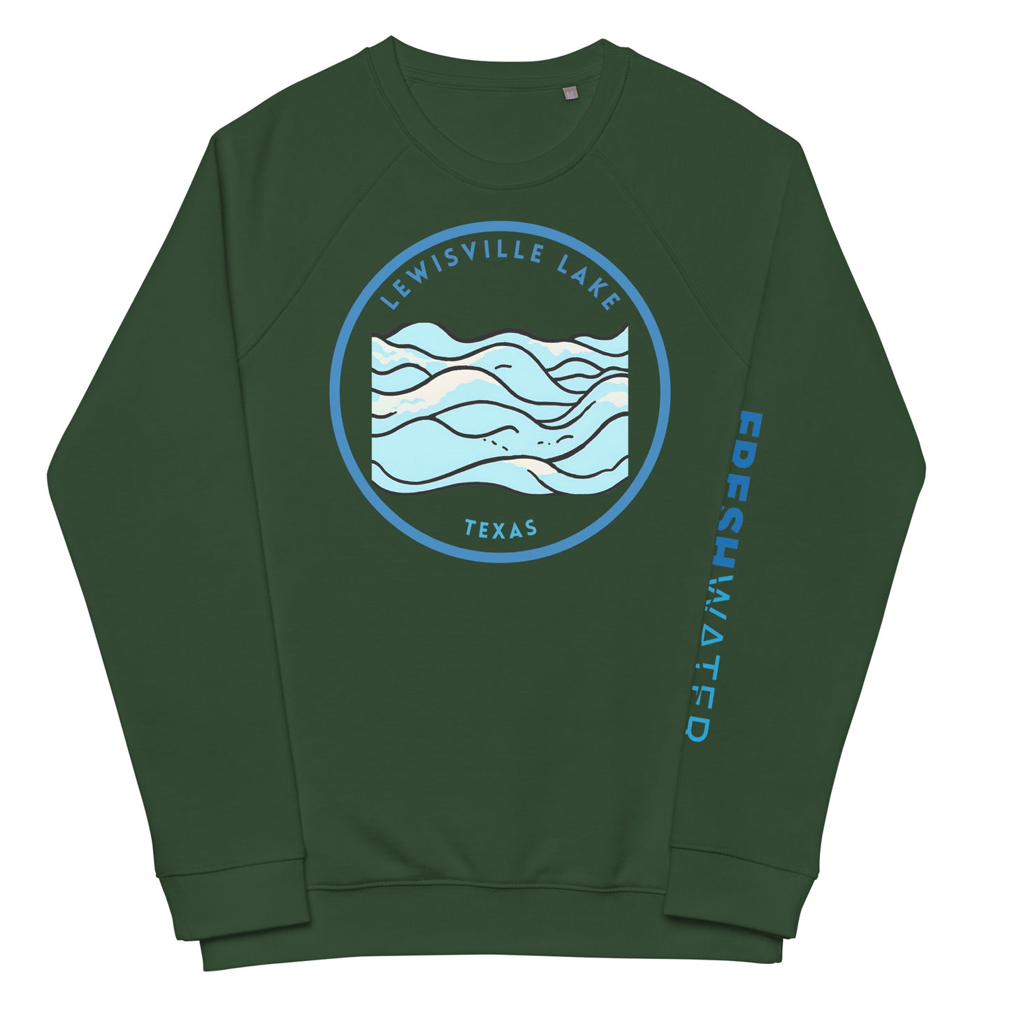 Lewisville Lake Texas Freshwater Waves Unisex organic raglan sweatshirt