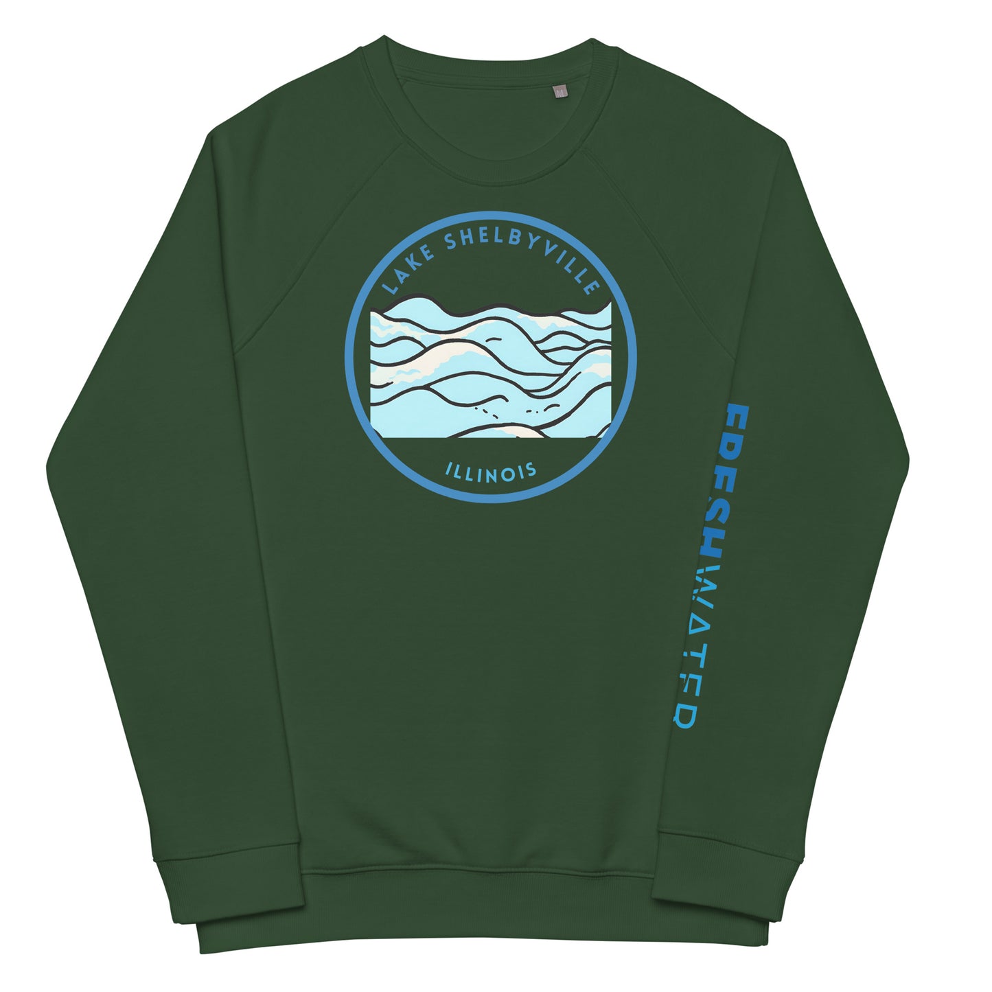 Lake Shelbyville Illinois Freshwater Waves Unisex organic raglan sweatshirt