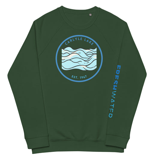 Carlyle Lake Illinois Freshwater Waves Unisex organic raglan sweatshirt