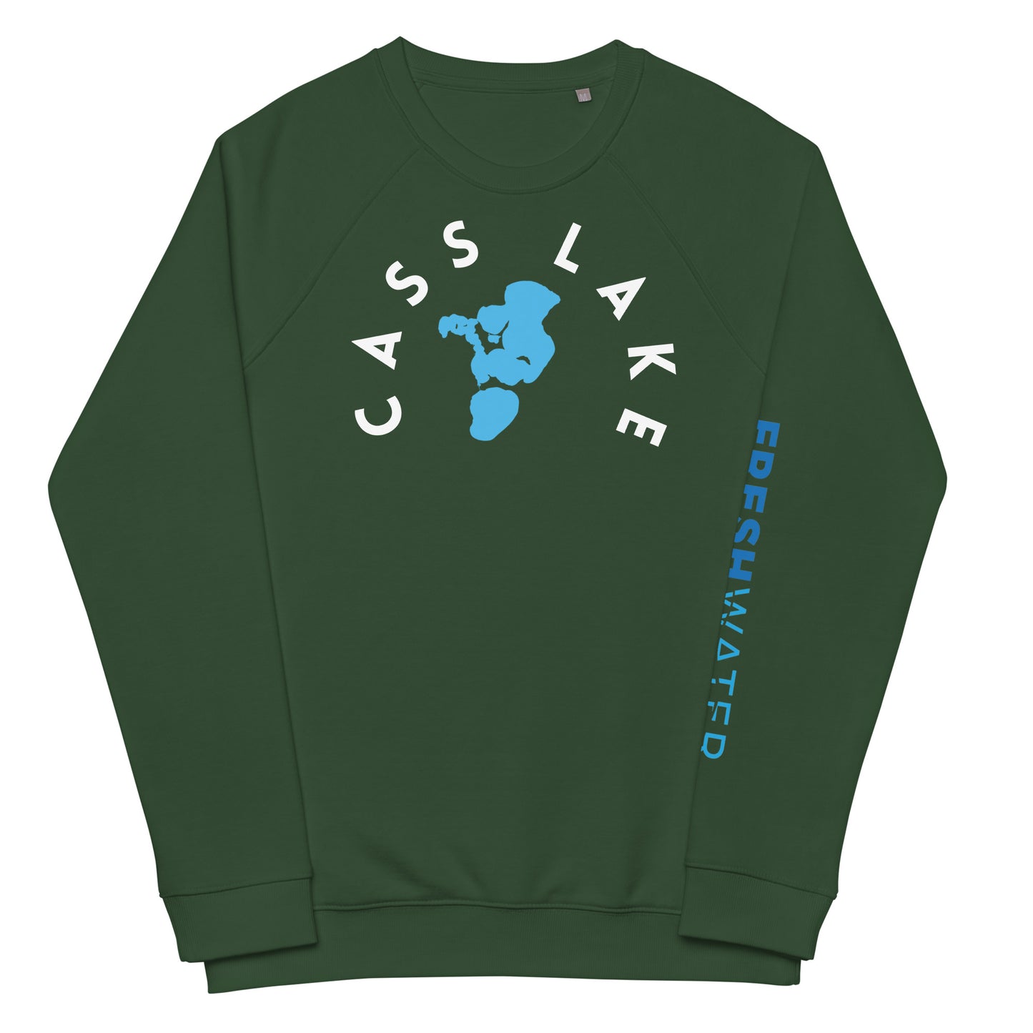 Cass Lake Minnesota Freshwater WB Unisex organic raglan sweatshirt