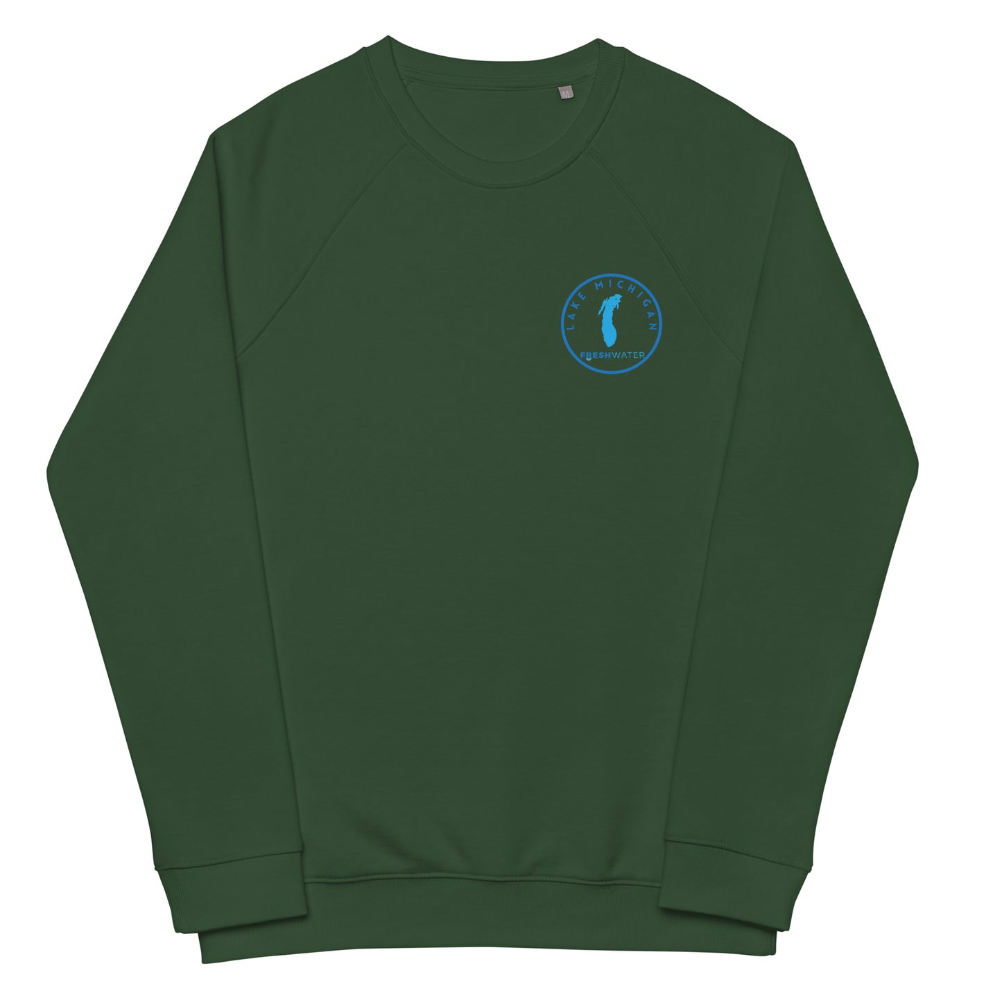 Lake Michigan Freshwater LO Unisex organic raglan sweatshirt