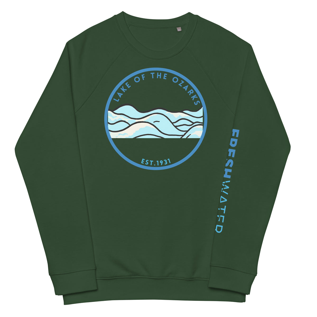 Lake of the Ozarks Missouri Freshwater Waves Unisex organic raglan sweatshirt