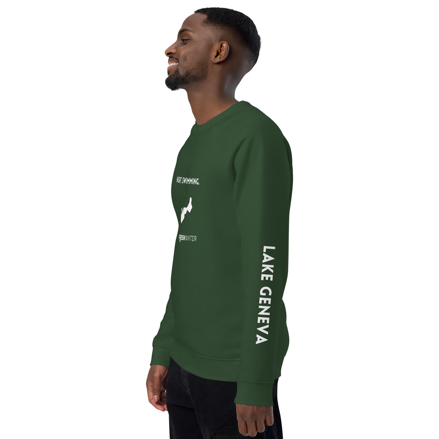 Lake Geneva Freshwater NSW Unisex organic raglan sweatshirt