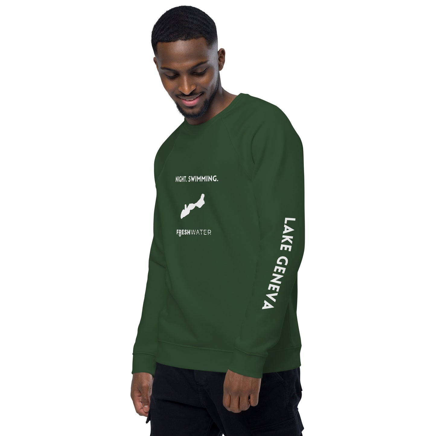Lake Geneva Freshwater NSW Unisex organic raglan sweatshirt