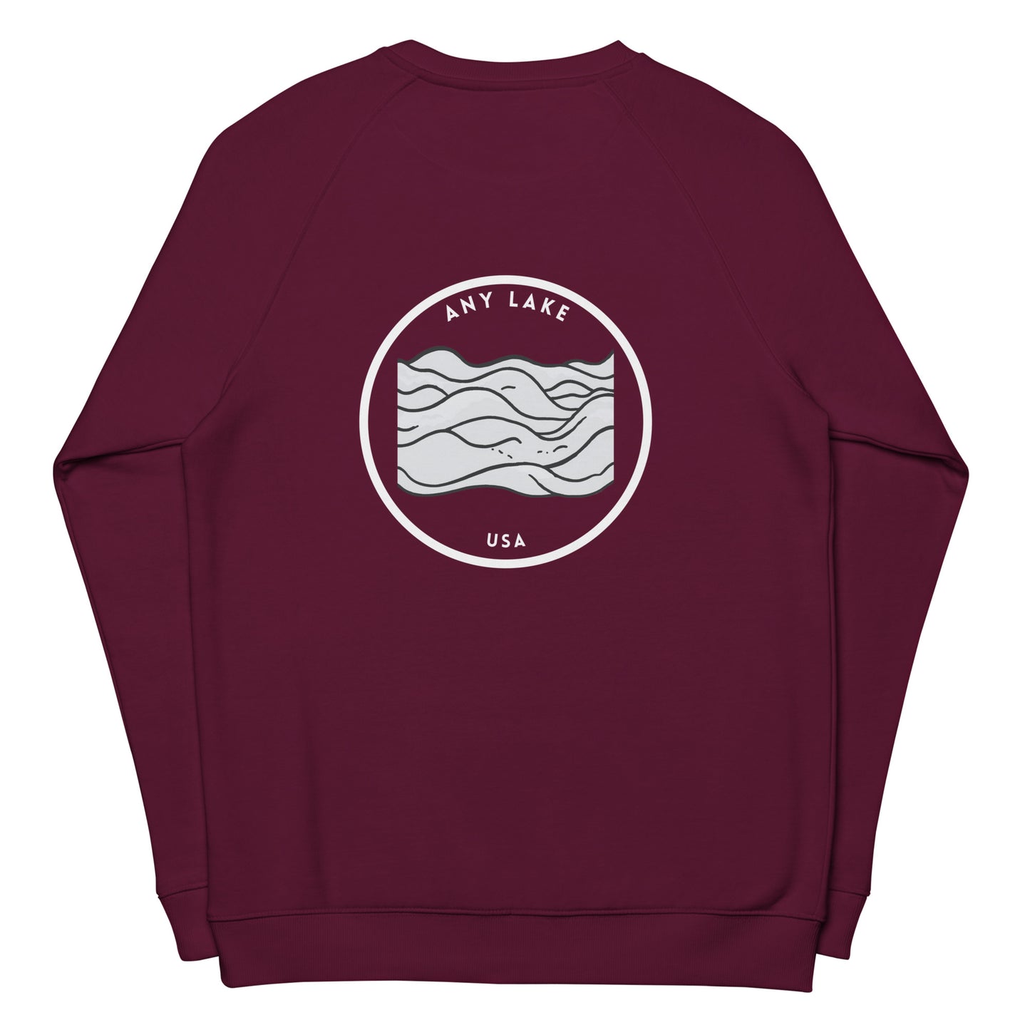 Custom Freshwater Waves BW Unisex organic raglan sweatshirt