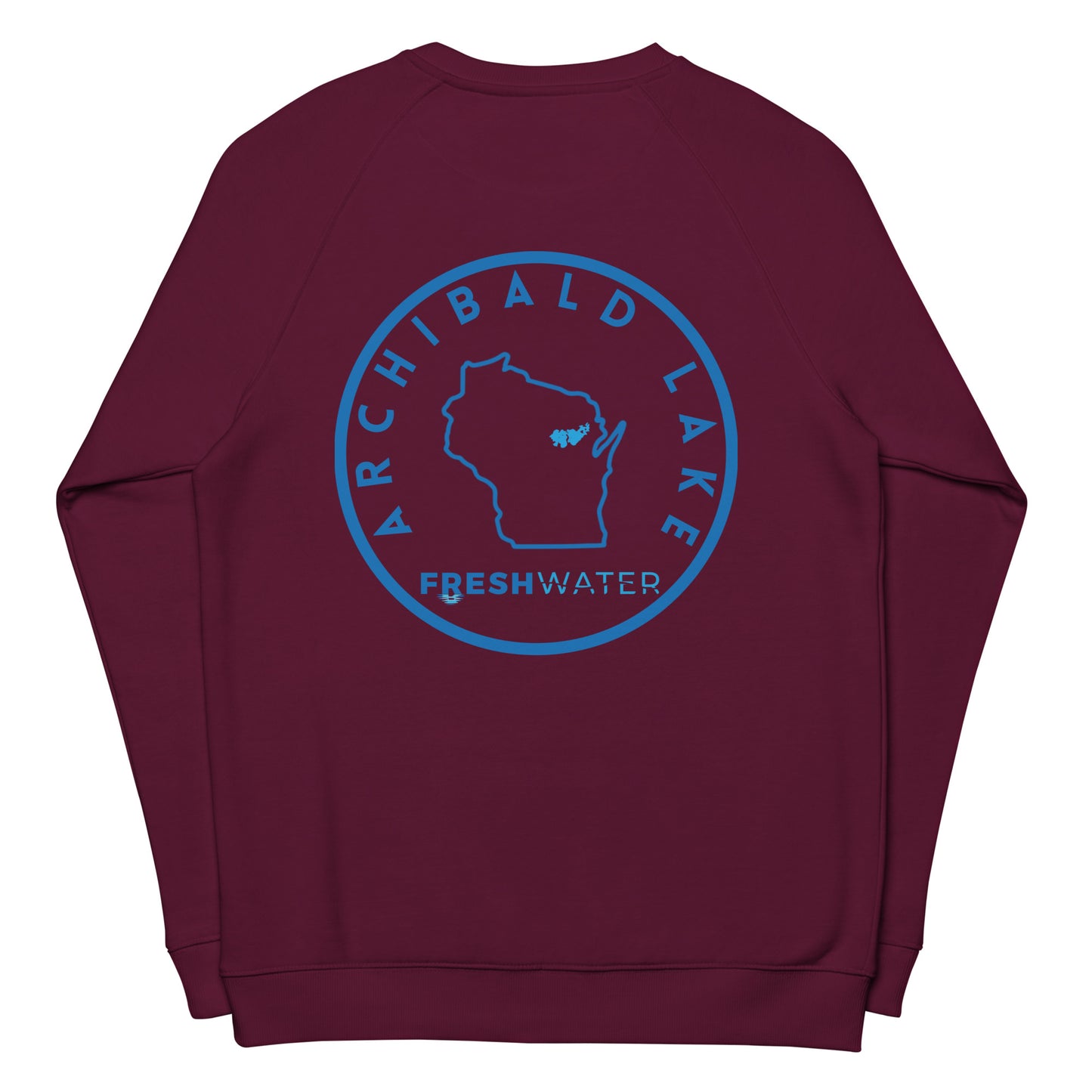 Archibald Lake Wisconsin Freshwater SO FB Unisex organic raglan sweatshirt