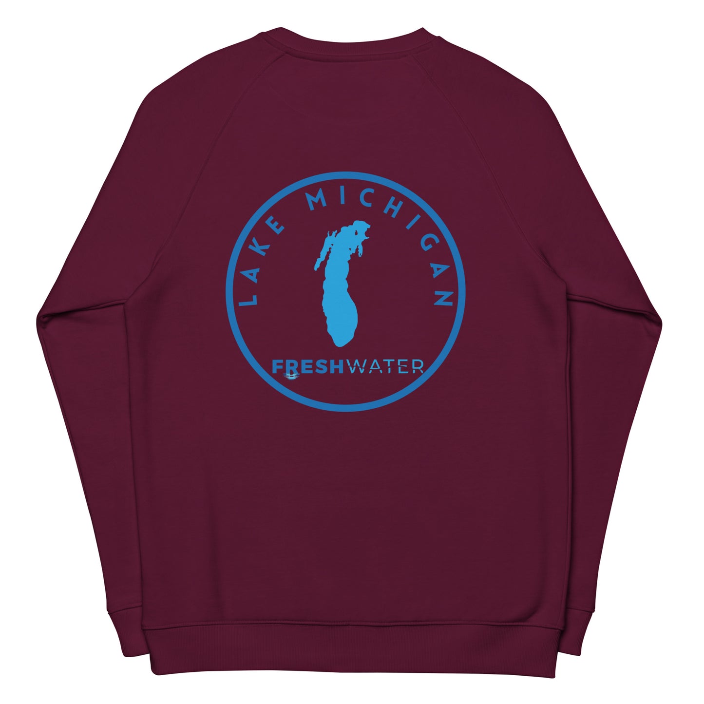 Lake Michigan Freshwater LO Unisex organic raglan sweatshirt