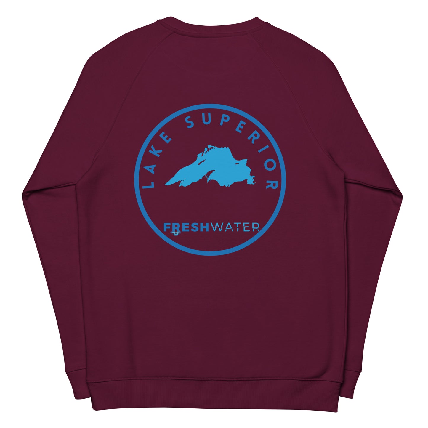 Lake Superior Freshwater LO Unisex organic raglan sweatshirt