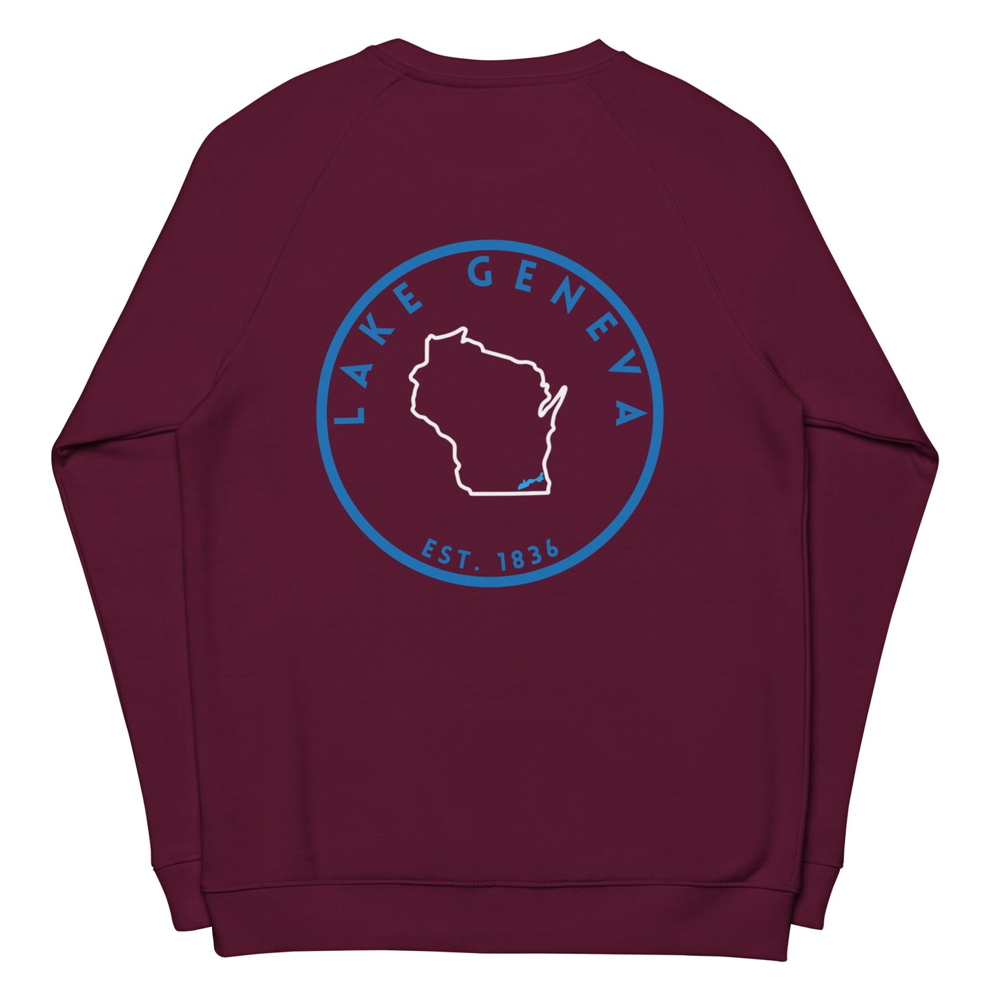 Lake Geneva Wisconsin Freshwater SO Unisex organic raglan sweatshirt