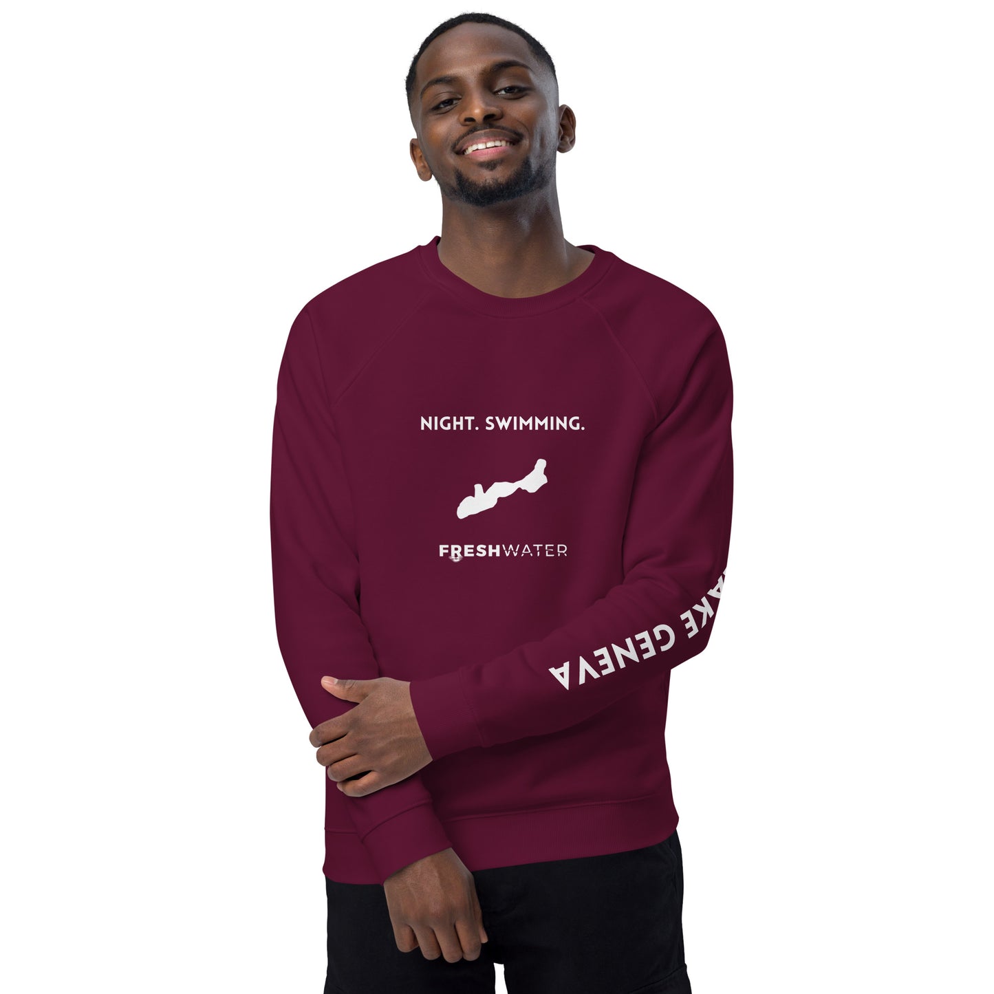 Lake Geneva Freshwater NSW Unisex organic raglan sweatshirt