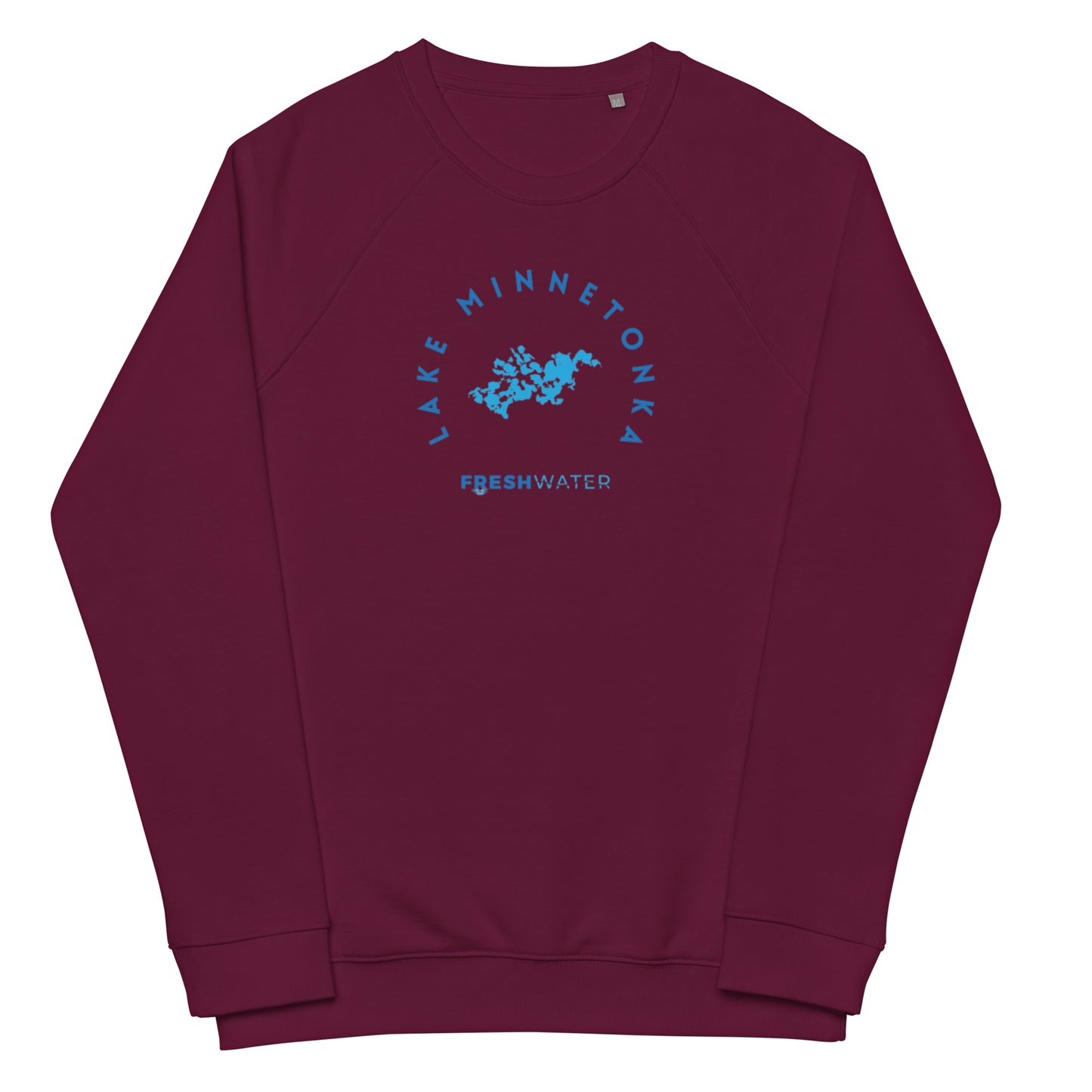 Lake Minnetonka Freshwater Blue Unisex organic raglan sweatshirt