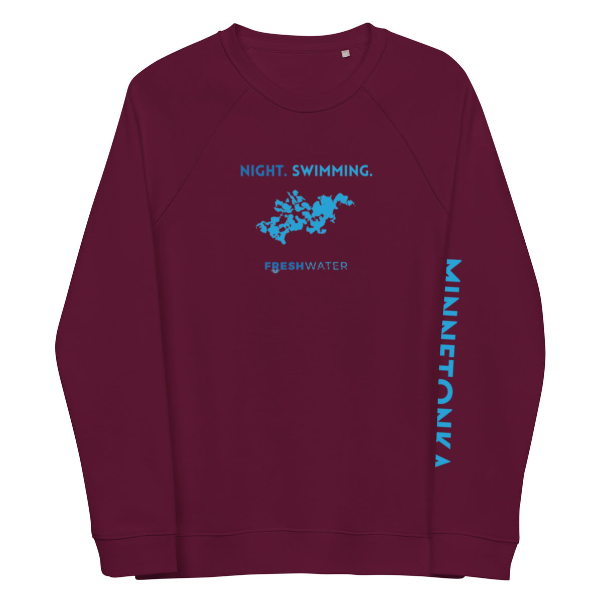 Lake Minnetonka Freshwater NSB Unisex organic raglan sweatshirt