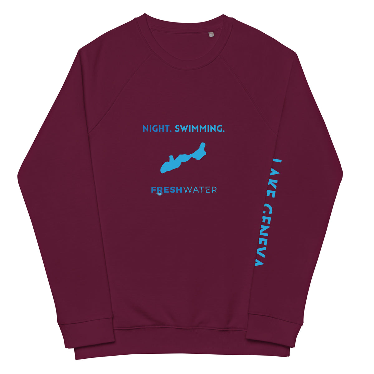 Lake Geneva Freshwater NSB Unisex organic raglan sweatshirt
